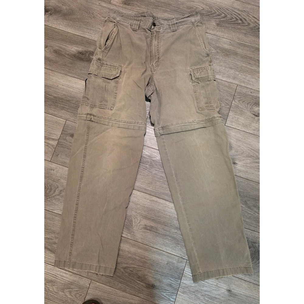 LL Bean Mens 34x32 Convertible Cargo Pants Olive Drab Green Outdoor Hiking